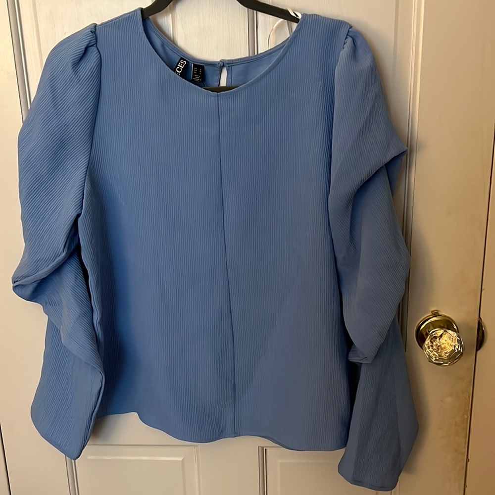 Blue Ruffle long Sleeve top